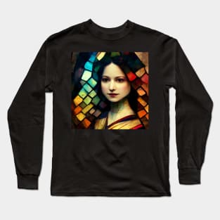 Monalisa in stained glass Long Sleeve T-Shirt